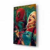 Harley Quinn and Deadpool Glass Wall Art.