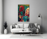 Harley Quinn and Deadpool Glass Wall Art.
