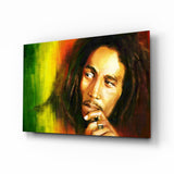 Musicista reggae verde e oro quadro in vetro - 72x46 cm