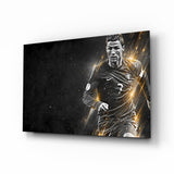 Gold Football Superstar Glass Wall Art - 72x46 cm