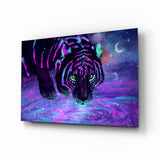 Tigre cosmica viola neon quadro in vetro - 72x46 cm
