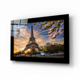 Tour Eiffel dans le ciel crépusculaire tableau en verre - 72x46 cm