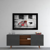 Red Bike Glass Wall Art.