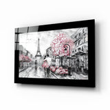 Pink and Paris Glass Wall Art - 72x46 cm