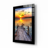 Sunset and the Birds Glass Wall Art - 72x46 cm
