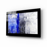 Kobaltblauer Streifen auf grauer Textur Glasbild - 72x46 cm
