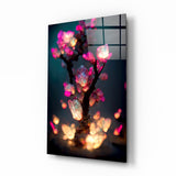 Albero di Cristallo Rosa Luminoso quadro in vetro - 72x46 cm