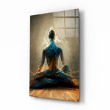 Golden Smoke Aura Meditation Glass Wall Art - 72x46 cm
