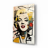 Rissige Wand Blonde Ikone Glasbild - 72x46 cm