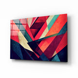 Frammenti Diagonali Corallo e Blu Navy quadro in vetro - 72x46 cm