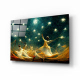 Grupo de Dervixes Giratorios Verde cuadro de cristal - 72x46 cm