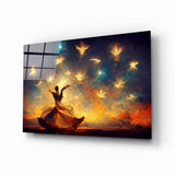 Bailarina Aves Resplandecientes Atardecer cuadro de cristal - 72x46 cm