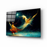 Danzatori Dorati Turchese Cosmico quadro in vetro - 72x46 cm