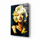 Portrait de Diva Blonde Tourbillonnant tableau en verre - 72x46 cm