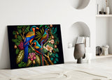 Tropical Birds Glass Wall Art  || Designers Collection.