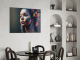 Girl with a Tattoo Glass Wall Art  || Designer Collection.