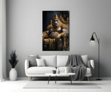 Ape King in Throne Glass Wall Art  || Designer Collection.