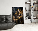 Ape King in Throne Glass Wall Art  || Designer Collection.