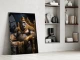 Ape King in Throne Glass Wall Art  || Designer Collection.
