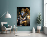 Ape King in Throne Glass Wall Art  || Designer Collection.