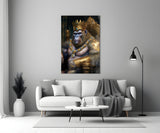 Ape King in Throne Glass Wall Art  || Designer Collection.