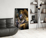 Ape King in Throne Glass Wall Art  || Designer Collection.