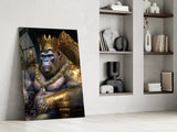 Ape King in Throne Glass Wall Art  || Designer Collection.