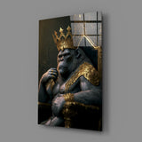 Ape King in Throne Glass Wall Art  || Designer Collection | Insigne Art Design.