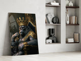 Ape King in Throne Glass Wall Art  || Designer Collection | Insigne Art Design.