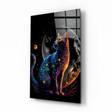 Moon Cat Glass Wall Art  || Designer Collection | Insigne Art Design.