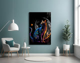 Moon Cat Glass Wall Art  || Designer Collection | Insigne Art Design.