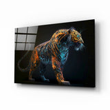 Kupfer Petrol Stehender Tiger mit Geschwungenem Schwanz Glasbild - 72x46 cm