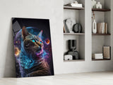 Moon Cat Glass Wall Art  || Designer Collection | Insigne Art Design.