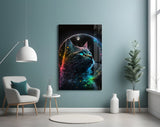 Moon Cat Glass Wall Art  || Designer Collection | Insigne Art Design.