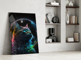 Moon Cat Glass Wall Art  || Designer Collection | Insigne Art Design.