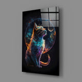Moon Cat Glass Wall Art  || Designer Collection | Insigne Art Design.
