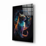 Nebula Fur Cat With Crescent Moon Glass Wall Art - 72x46 cm
