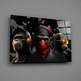 3 Wise Monkeys Glass Wall Art  || Designer Collection | Insigne Art Design.