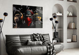 3 Wise Monkeys Glass Wall Art  || Designer Collection | Insigne Art Design.