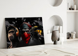 3 Wise Monkeys Glass Wall Art  || Designer Collection | Insigne Art Design.