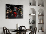 3 Wise Monkeys Glass Wall Art  || Designer Collection | Insigne Art Design.