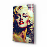 Blonder Starlet Pop-Porträt Glasbild - 72x46 cm