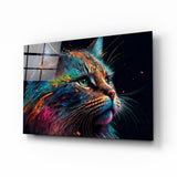 Quadro in vetro «Gatto colorato» || Collezione Designer - 72x46 cm