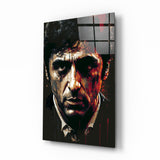 Volto di attore noir con colature cremisi quadro in vetro - 72x46 cm