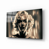 Sepia-Glamour-Blondinenporträt Glasbild - 72x46 cm