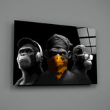 3 Wise Monkeys Chrome Edition Glass Wall Art || Designer Collection.