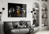 3 Wise Monkeys Chrome Edition Glass Wall Art || Designer Collection.