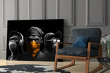 3 Wise Monkeys Chrome Edition Glass Wall Art || Designer Collection.