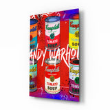Ritratto pop art con lattine quadro in vetro || Collezione Designer - 72x46 cm