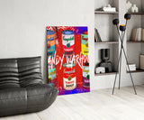 Andy Warhol and Cans Glass Wall Art || Designer Collection.